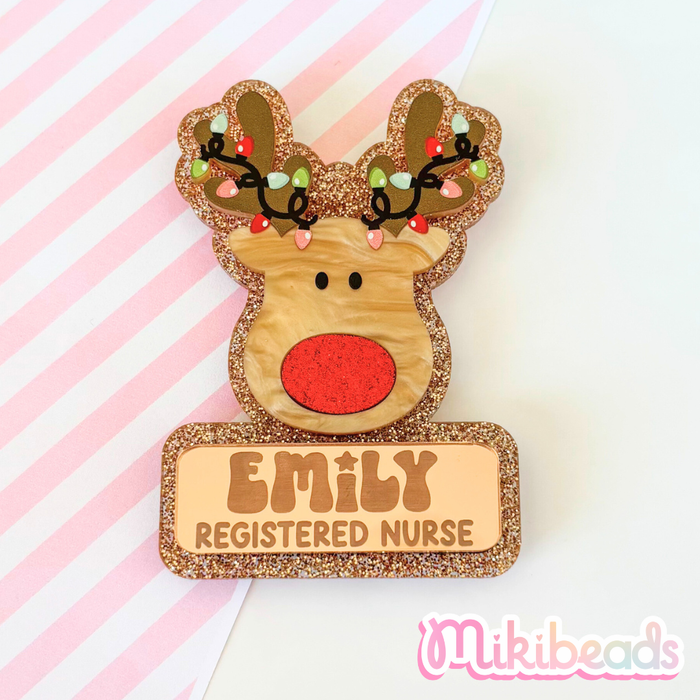 Reindeer Premium Name Badge