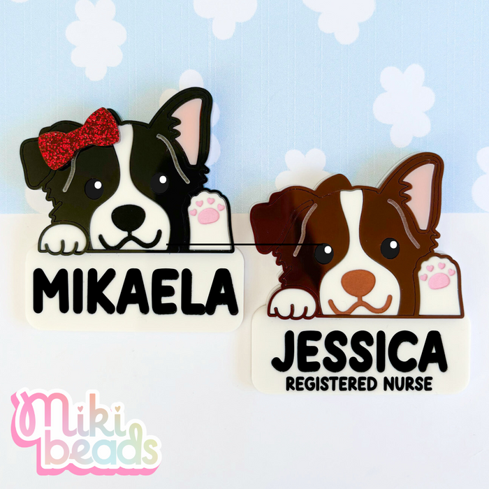 Border Collie Name Badge