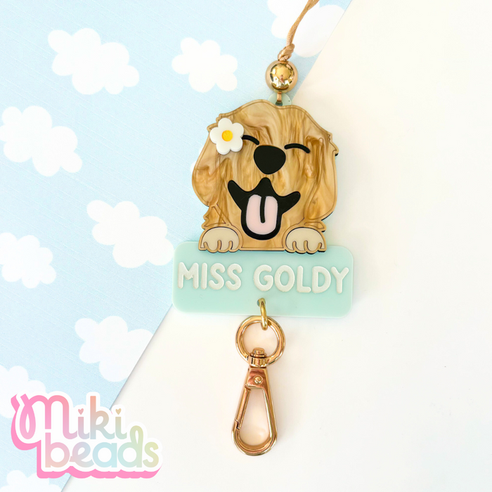 Custard the Golden Retriever Personalised Lanyard