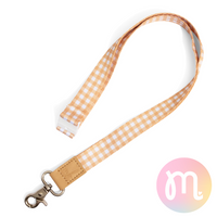 Apricot Gingham Fabric Lanyard