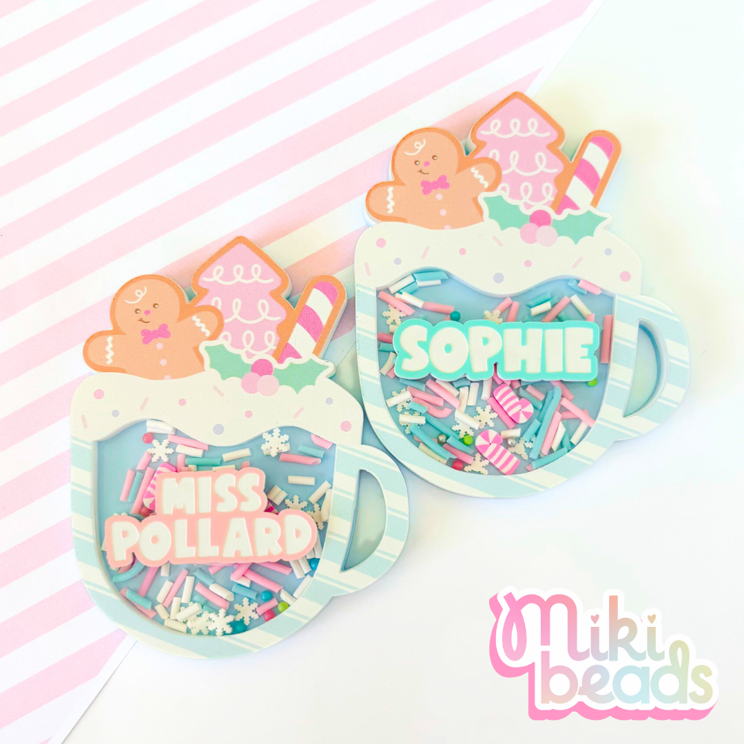 *PRE-ORDER* Shaker Christmas Cup Name Badge (3 WEEKS)