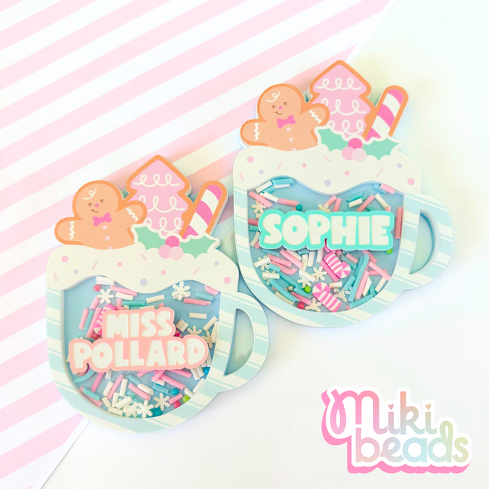 *PRE-ORDER* Shaker Christmas Cup Name Badge (3 WEEKS)