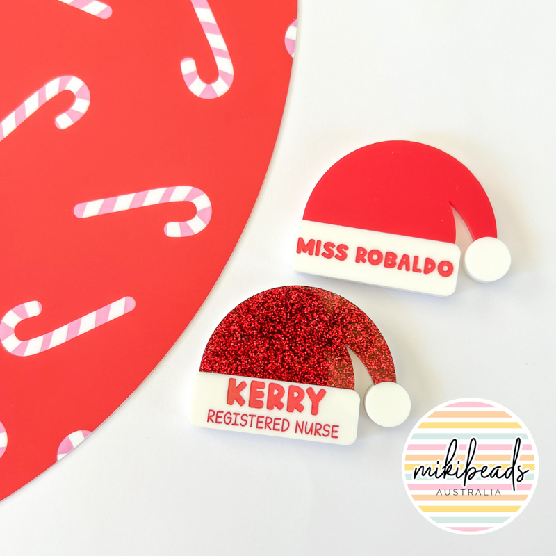 Santa Hat Name Badge