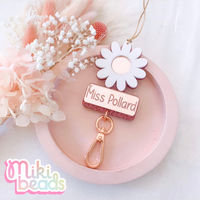 Pink Daisy Personalised Lanyard