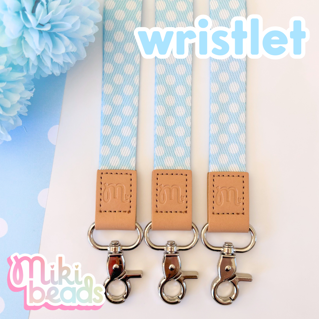 Blue Polkadot Wristlet