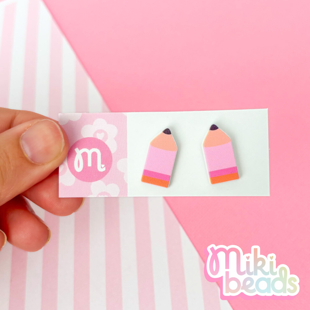 Pink Pencil Studs