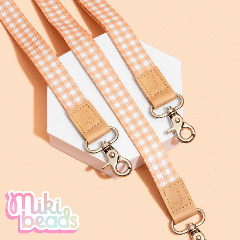Apricot Gingham Fabric Lanyard