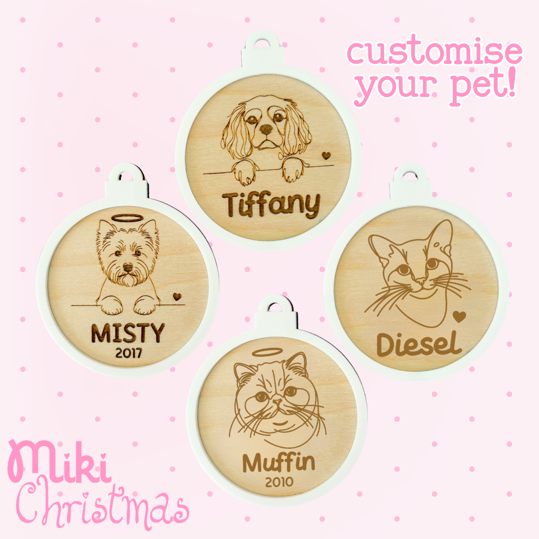 Cat & Dog Personalised Christmas Ornament