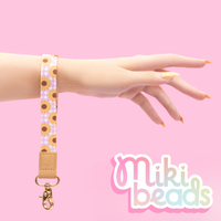 Pink Checker Floral Wristlet