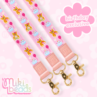 Birthday Bear Fabric Lanyard