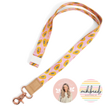 Papaya Floral Fabric Lanyard