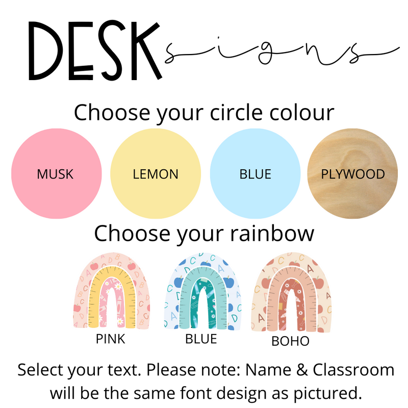 Teacher Rainbow Desk Sign